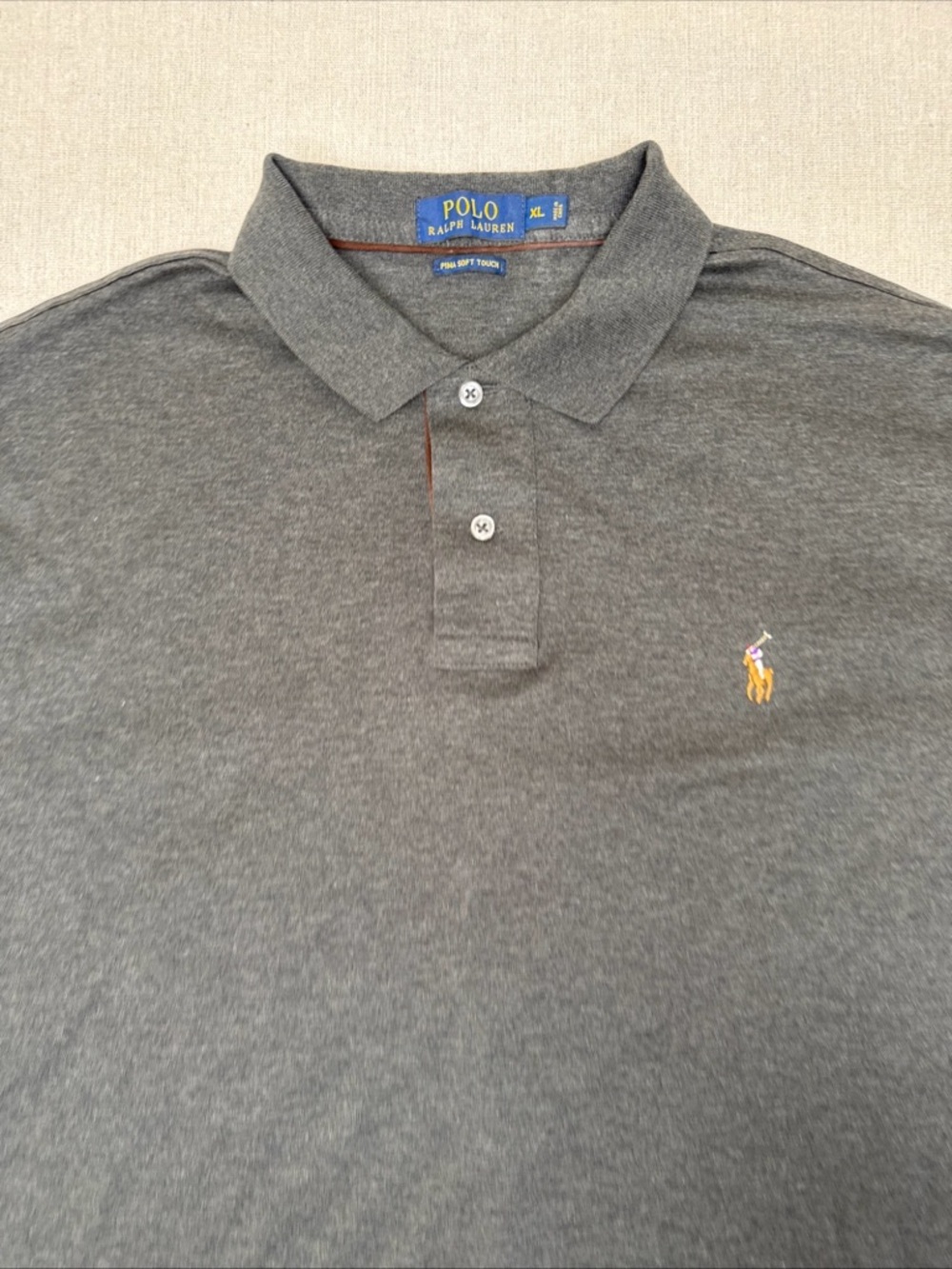 Polo Ralph Lauren Pima Soft Touch Gray Pony Long Sleeve Knit Shirt Men's XL